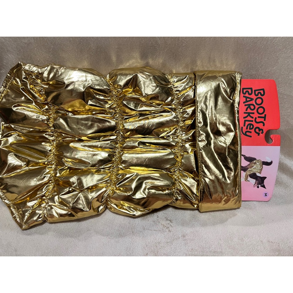 Boots & Barkley Metallic Gold Puffer Dog Vest Jacket Size Medium Up to 40 lbs